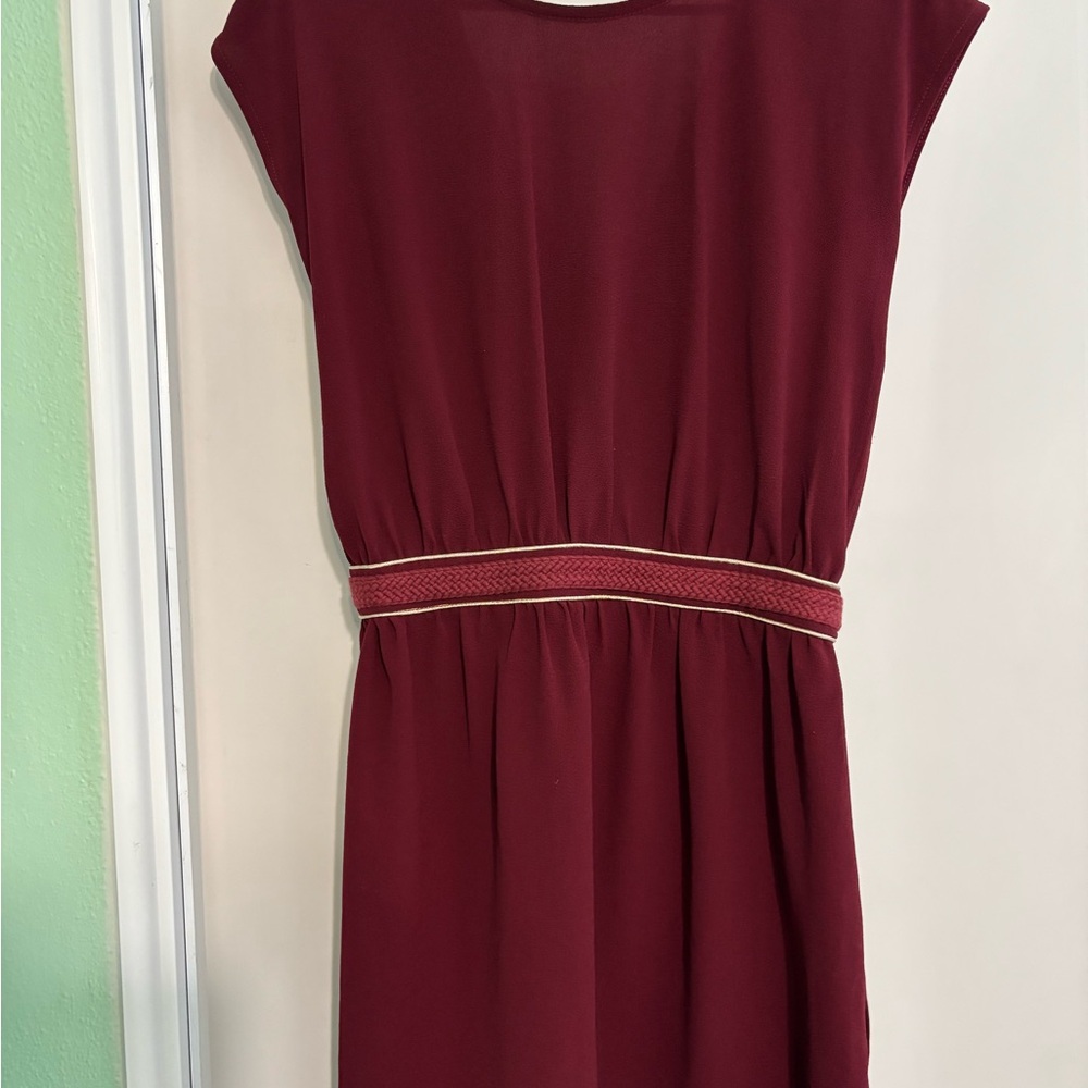 Elegant Burgundy Dress with Gold Accents